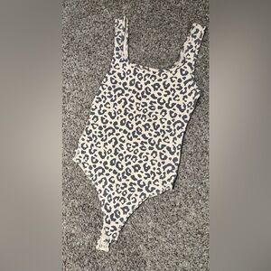 Abercrombie & Fitch Leopard Print Bodysuit - Black and Cream